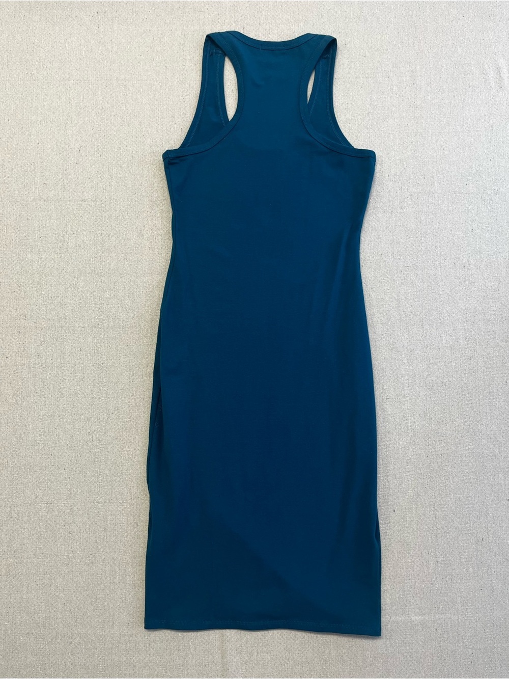 LA CLEF Teal Racerback Midi Dress Medium Bodycon Stretch USA - Picture 8 of 9